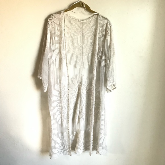 Rebellion Beach Lace Coverup Size M.Duster Kimono Jacket